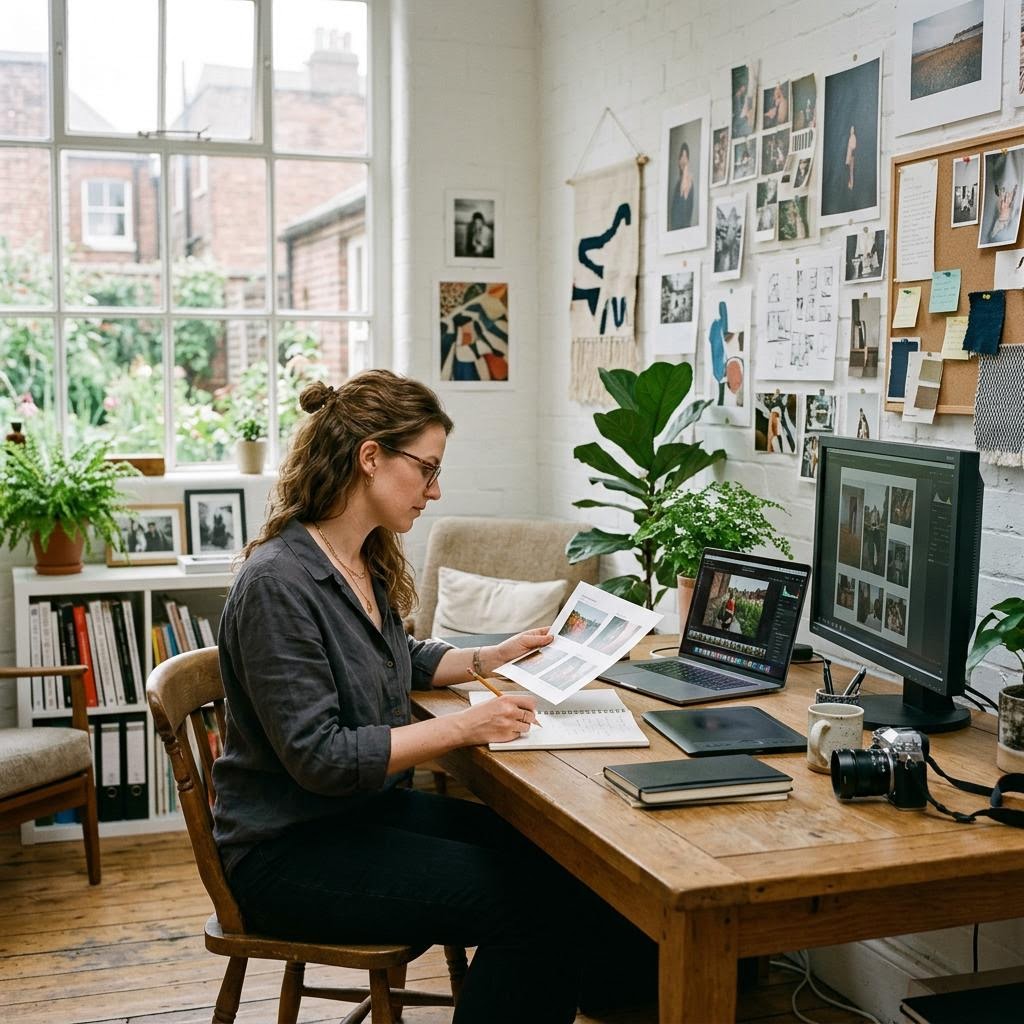Creative designer working independently in a studio