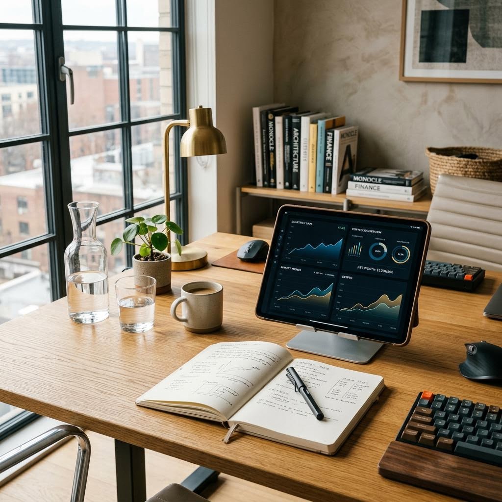 Organized professional financial workspace